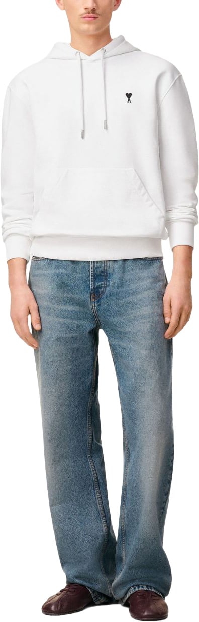 AMI Paris Minimalist White Hoodie Wit