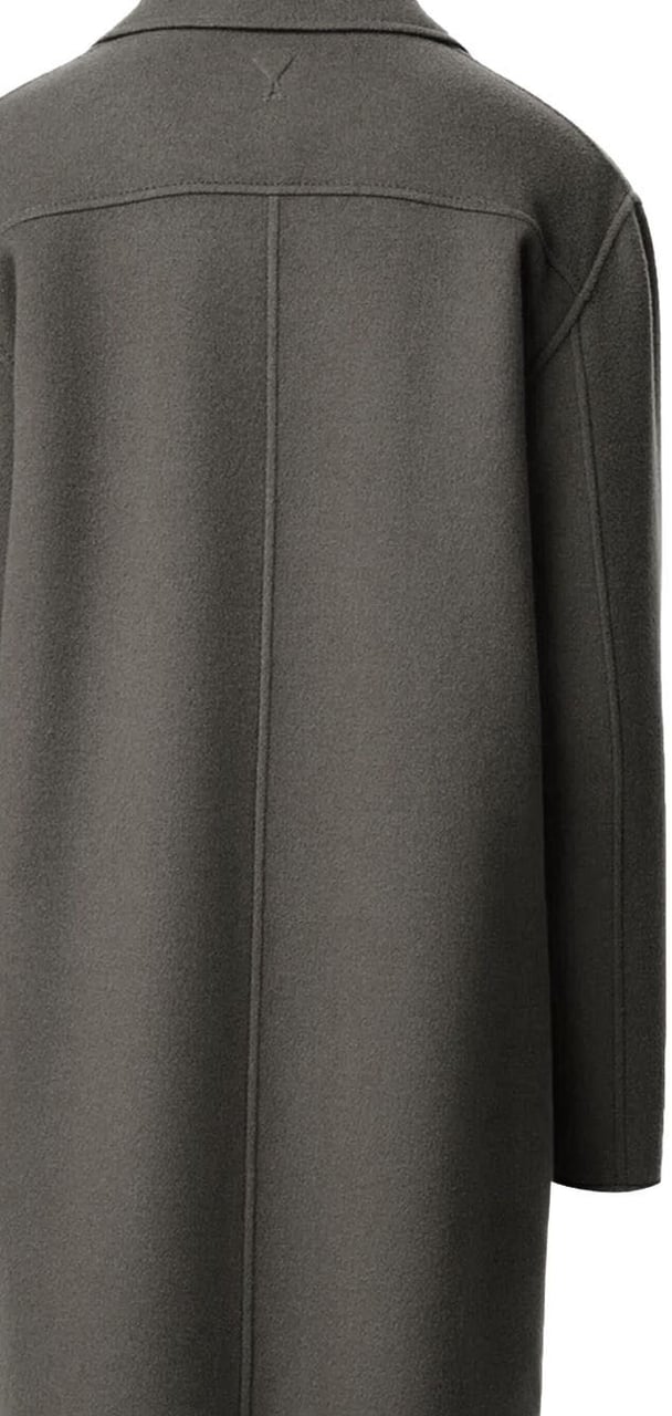 AMI Paris Single-Breasted Coat with Notched Lapel Grijs