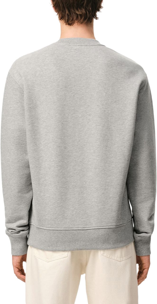 AMI Paris Grey Crochet Patch Tonal Embroidery Sweatshirt Wit