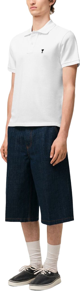 AMI Paris Cotton Piqué Polo Shirt Wit