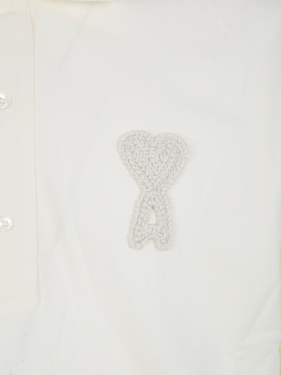 AMI Paris Organic Cotton Piqué Polo with Embroidered Logo Wit