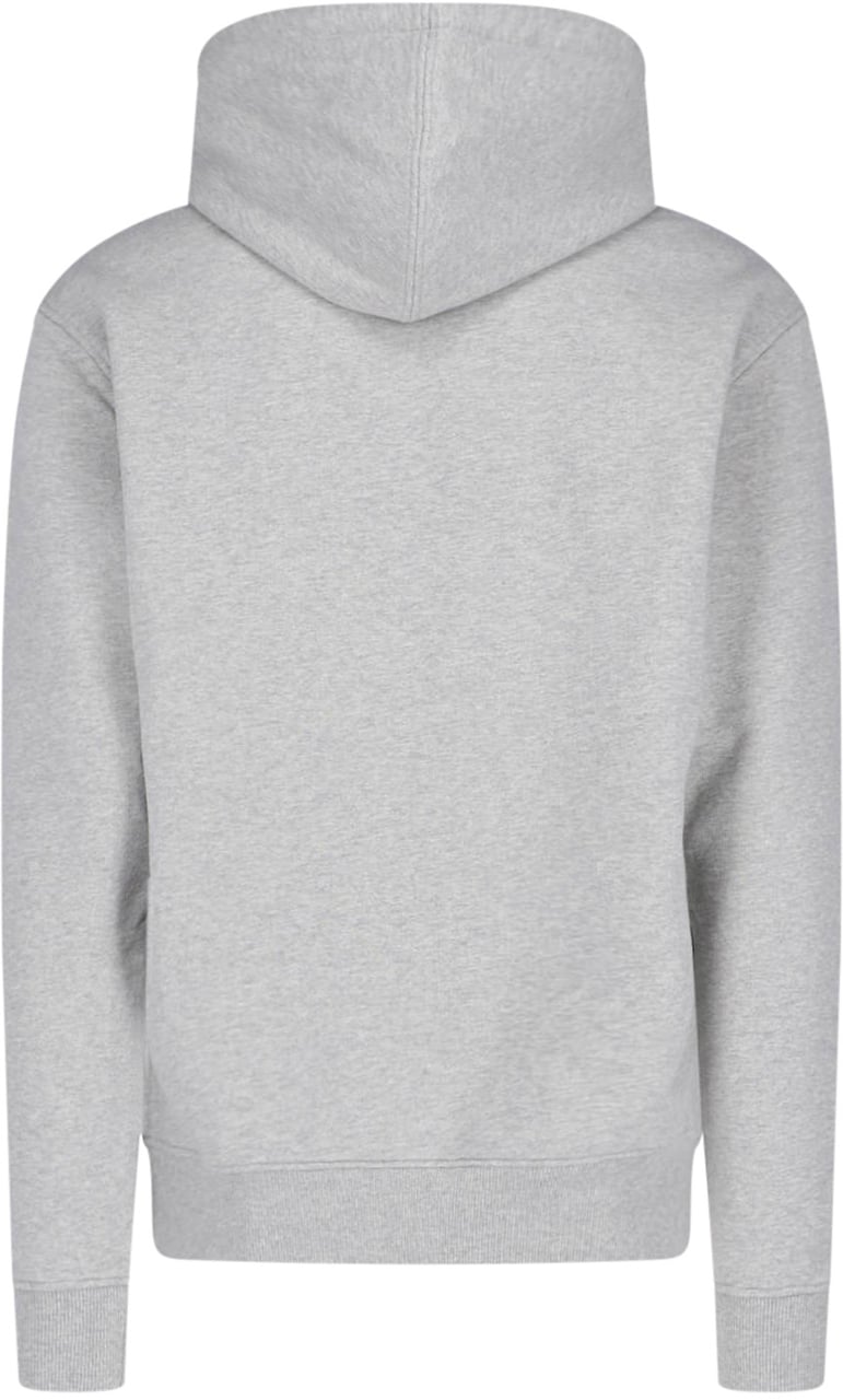 AMI Paris Grey Ami de Cœur Kangaroo Pocket Hoodie Grijs