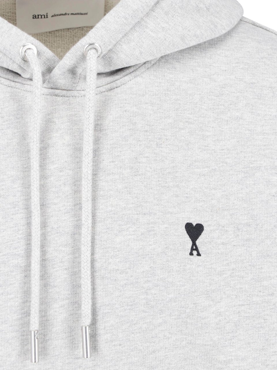 AMI Paris Grey Ami de Cœur Kangaroo Pocket Hoodie Grijs