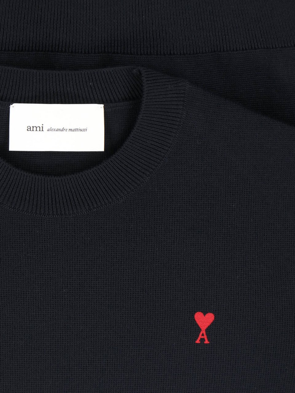 AMI Paris Black Ami De Coeur Fitted Sweater Zwart