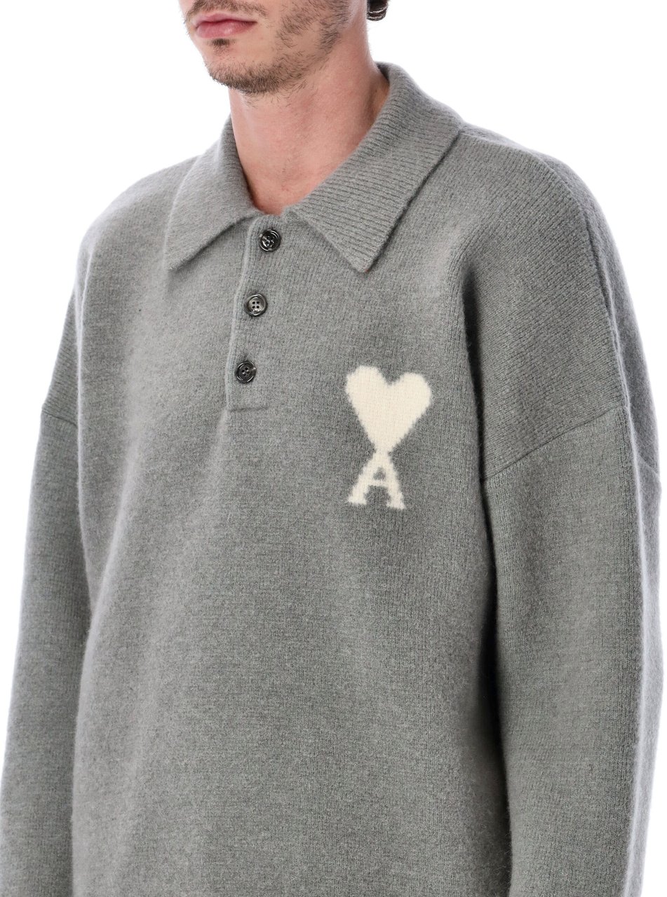 AMI Paris Quota -Ami De Coeur Polo Gris/Ecru Grijs