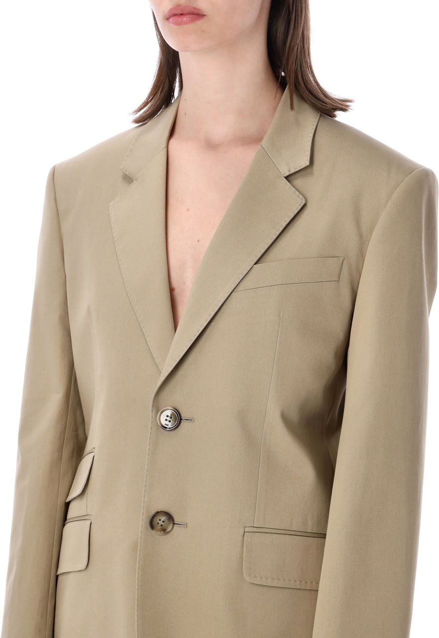 AMI Paris Single Breast Blazer Beige Beige