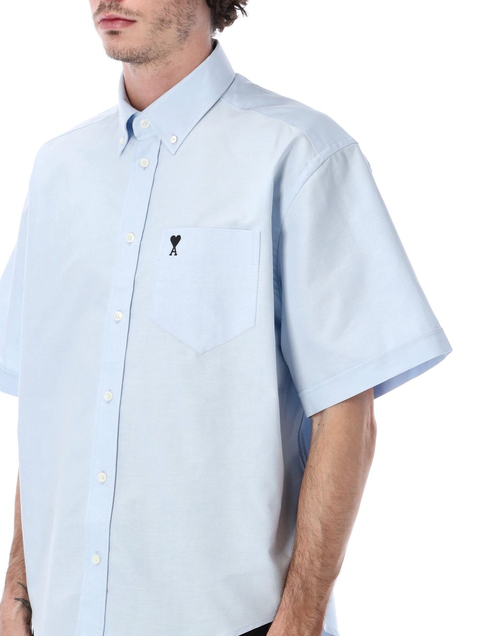 AMI Paris Adc Bowling Shirt Lt Blue Lichtblauw