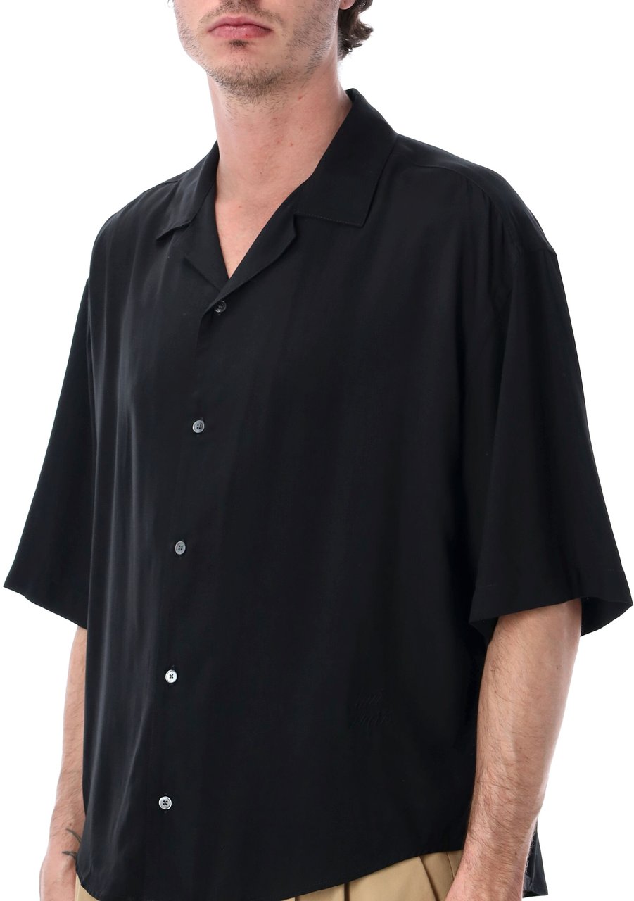 AMI Paris Silk S/S Shirt Nero Zwart