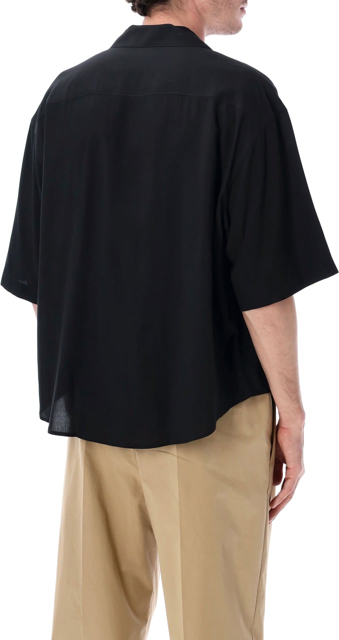 AMI Paris Silk S/S Shirt Nero Zwart