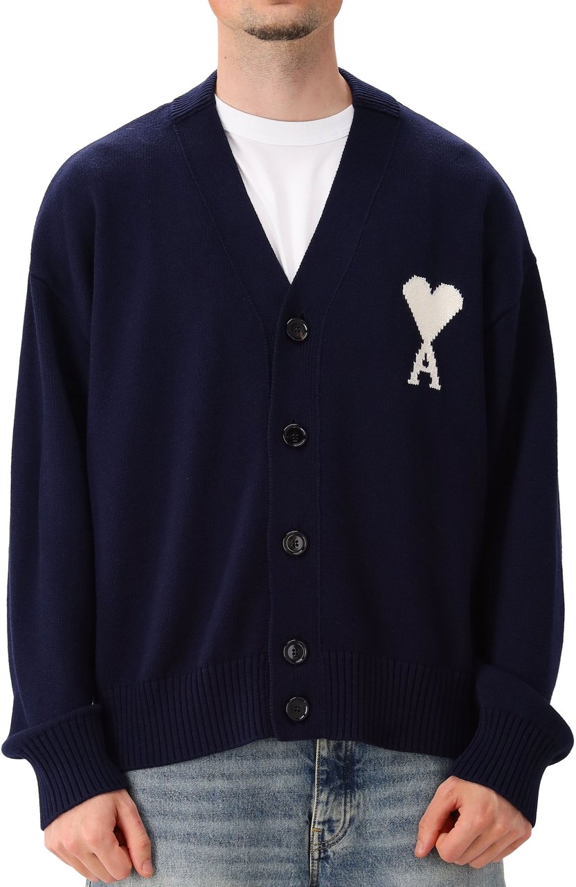 Ami Paris Gebreid Vest Blauw ADC Blauw