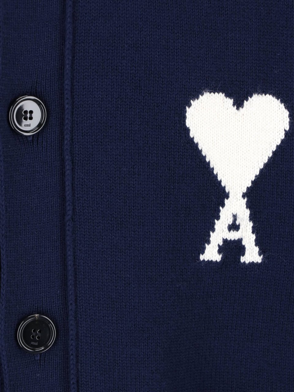 AMI Paris Blue Ami De Coeur Round Neck Cardigan Blauw