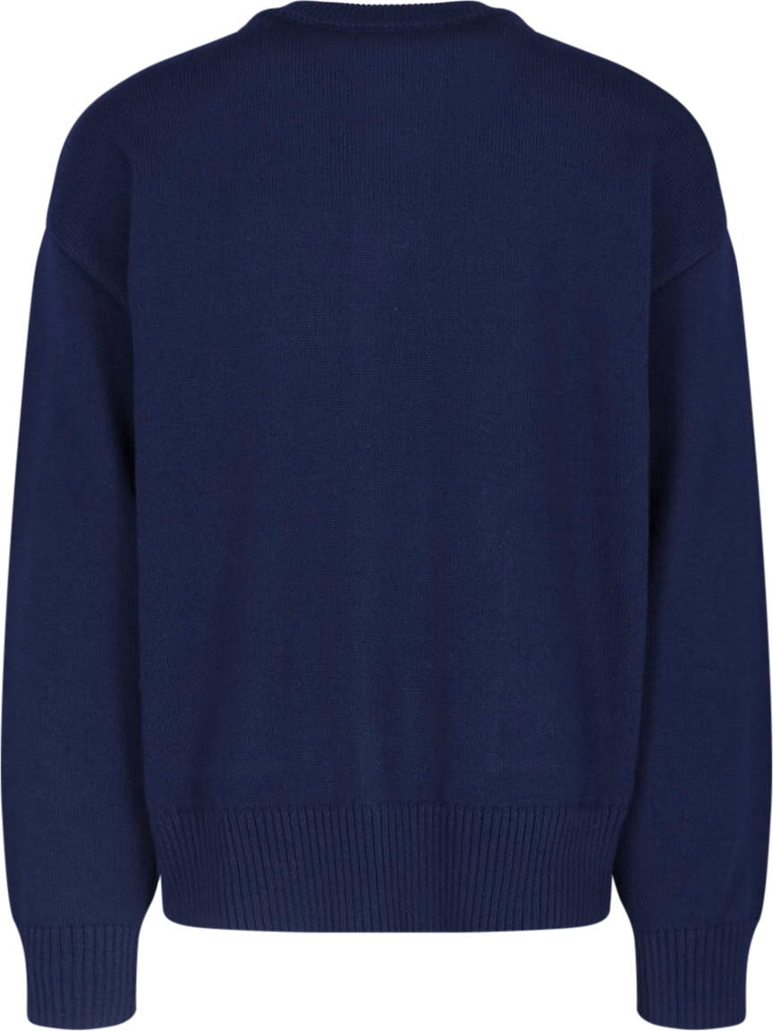 AMI Paris Blue Ami De Coeur Round Neck Cardigan Blauw