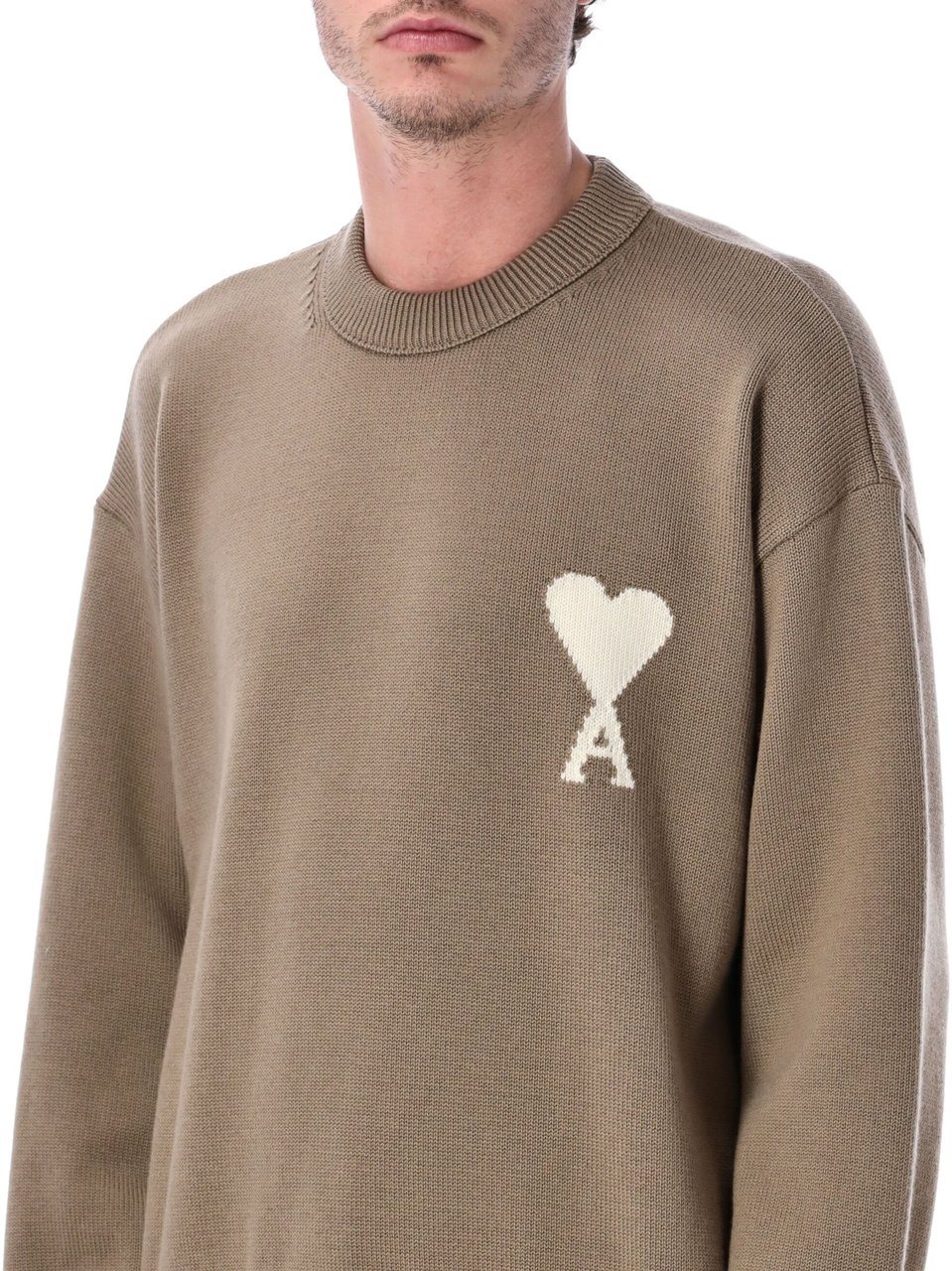 AMI Paris Ami De Coeur Crewneck Beige Taupe