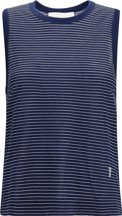 AMI Paris Ami Paris Blue Cotton Tank Tops Blauw