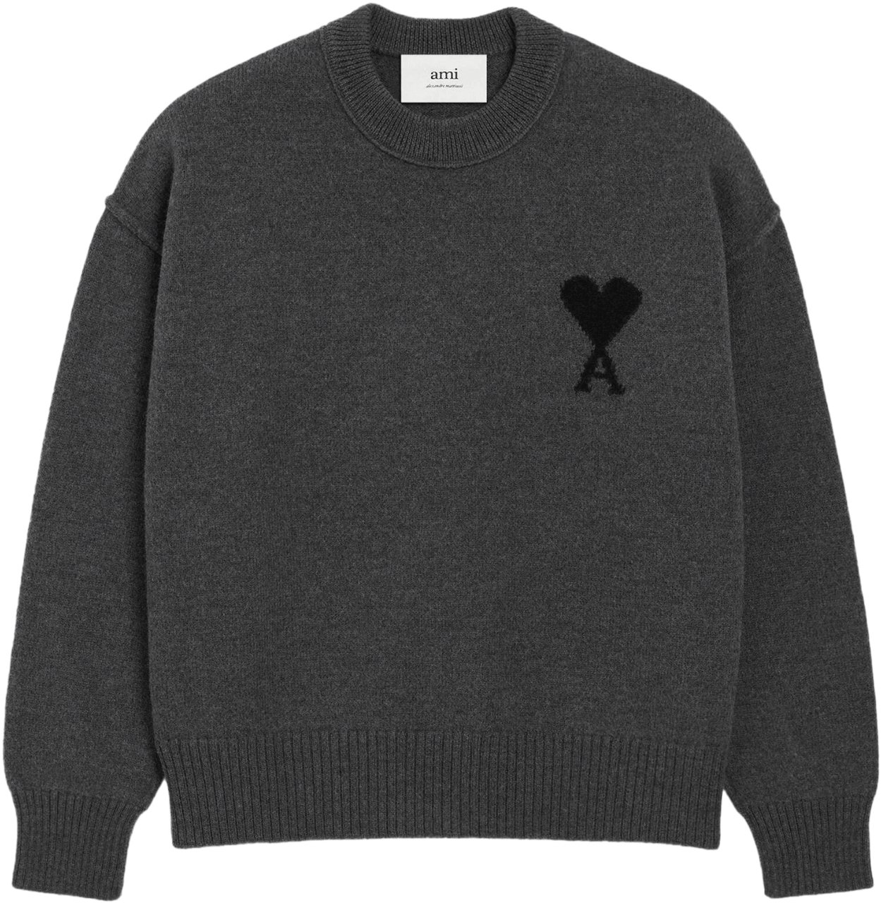 AMI Paris ADC FELTED WOOL CREWNECK DARK GREY Grijs