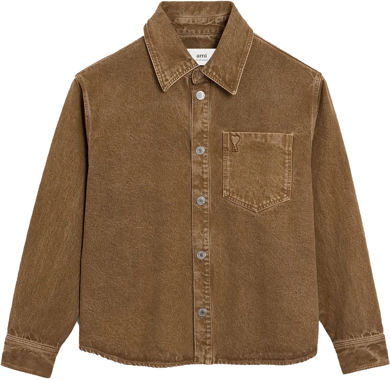AMI Paris AMI DE COEUR DENIM SHIRT LIGHT BROWN Bruin