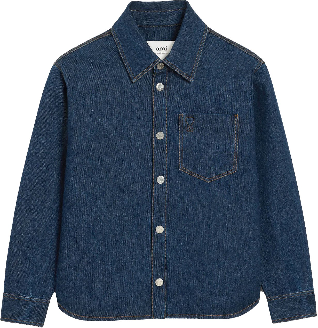 AMI Paris AMI DE COEUR DENIM SHIRT NAVY Blauw