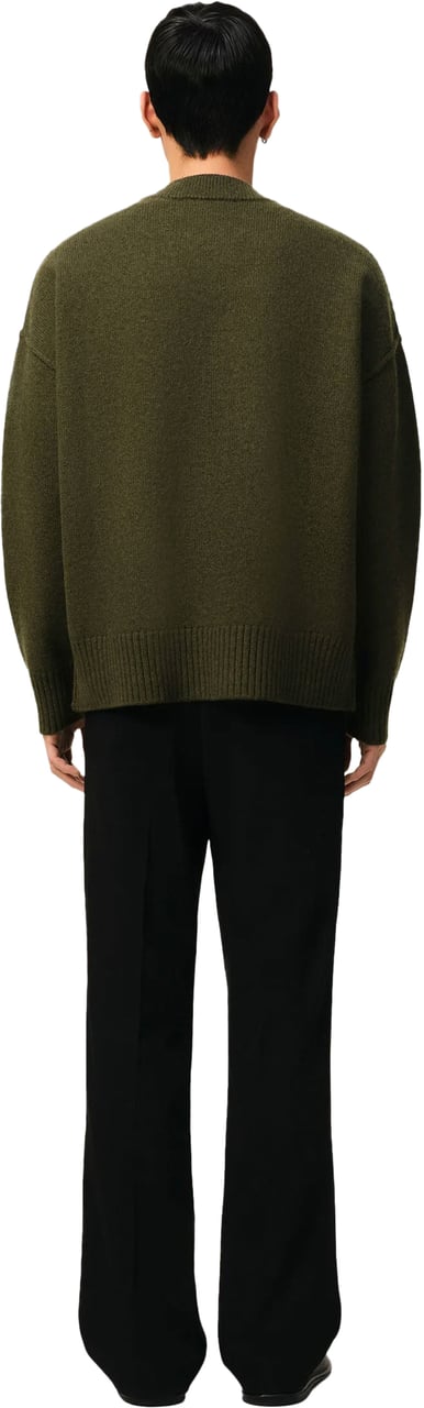 AMI Paris AMI DE COEUR FELTED WOOL CARDIGAN ARMY GREEN Groen