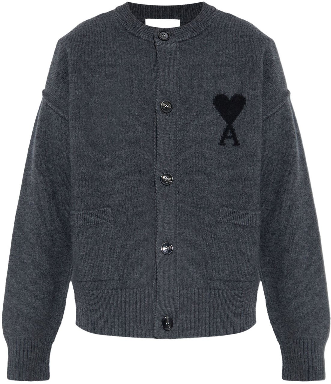 AMI Paris ADC FELTED WOOL CARDIGAN DARK GREY Grijs