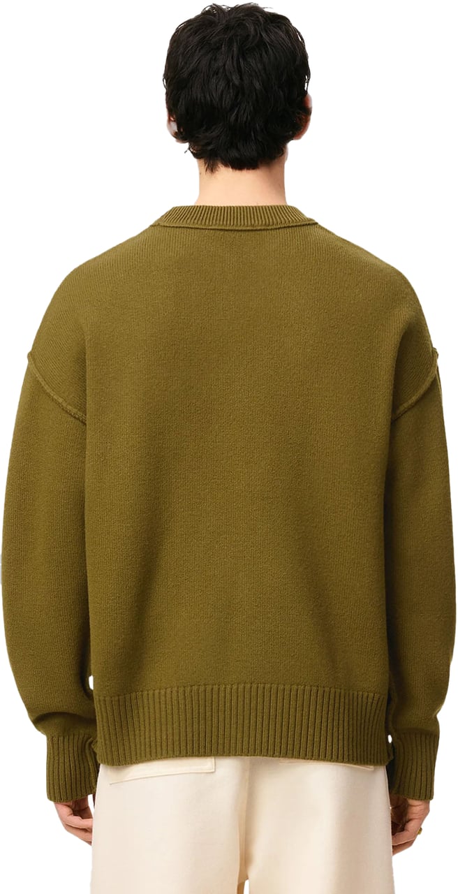 AMI Paris AMI DE COEUR FELTED WOOL CREWNECK ARMY GREEN Groen