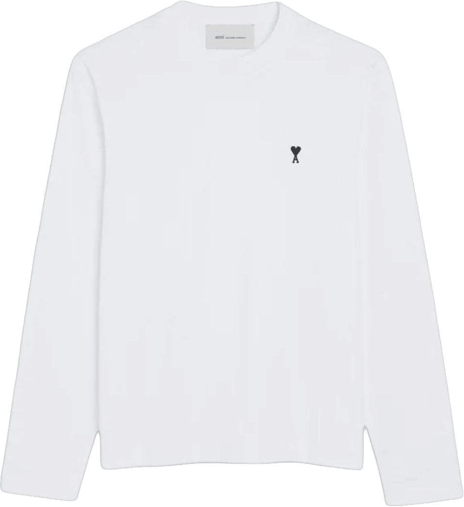 AMI Paris CONTRASTED AMI DE COEUR LONG SLEEVE T-SHIRT Wit