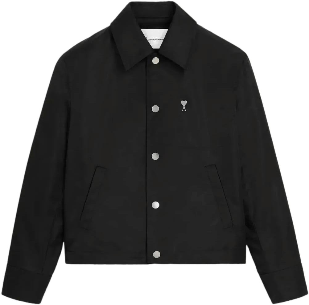 AMI Paris ZWARTE JAS MET KNOPEN EN ZWARTE KLINKNAGELS Zwart