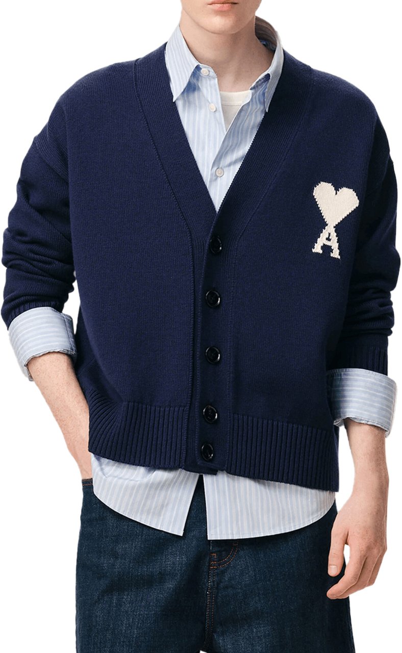 AMI Paris CARDIGAN ADC ENCRU/ECRU Navy