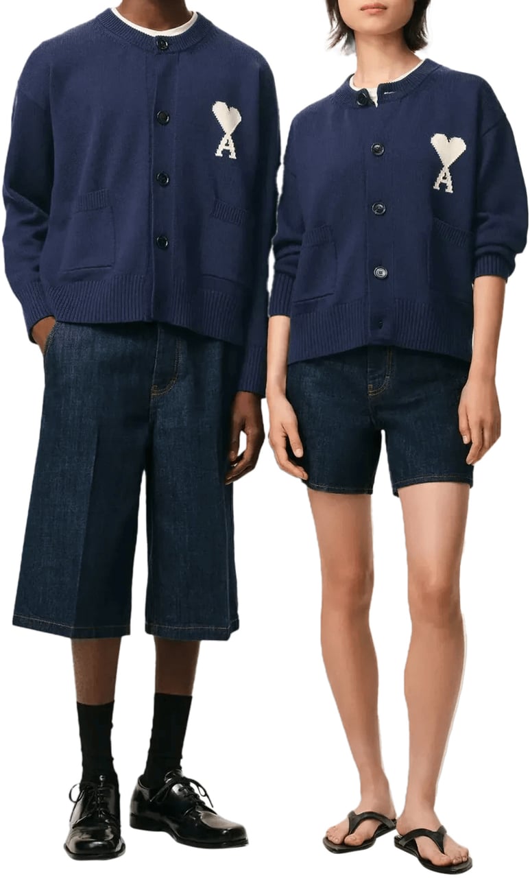 AMI Paris CARDIGAN ADC ENCRU Navy