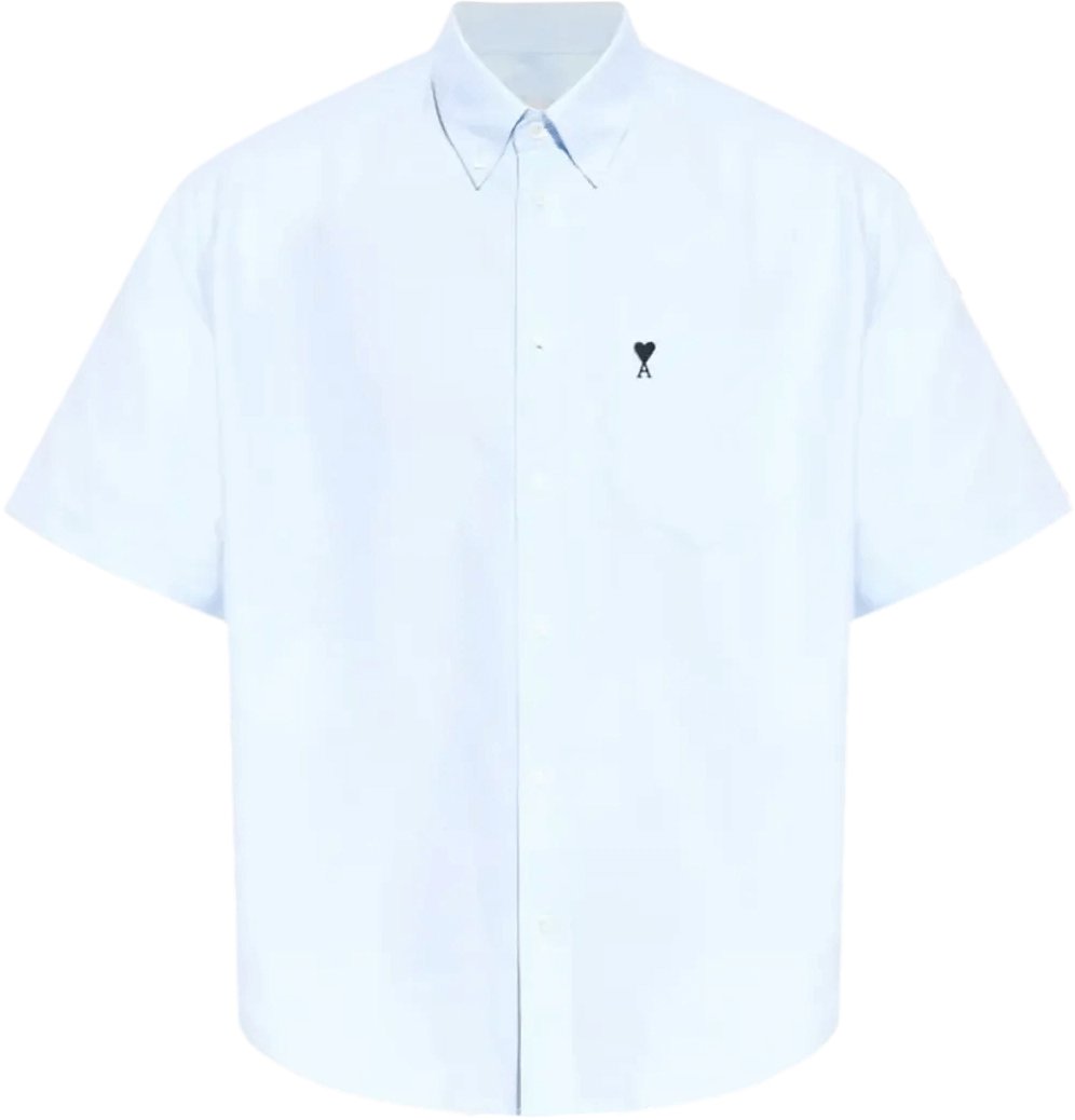 AMI Paris Boxy shirt met korte mouwen, blauw Lichtblauw