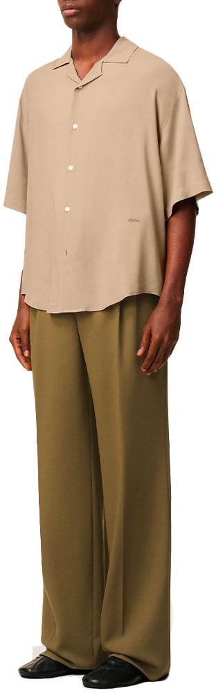 AMI Paris chemise manches courtes en viscose unie Beige