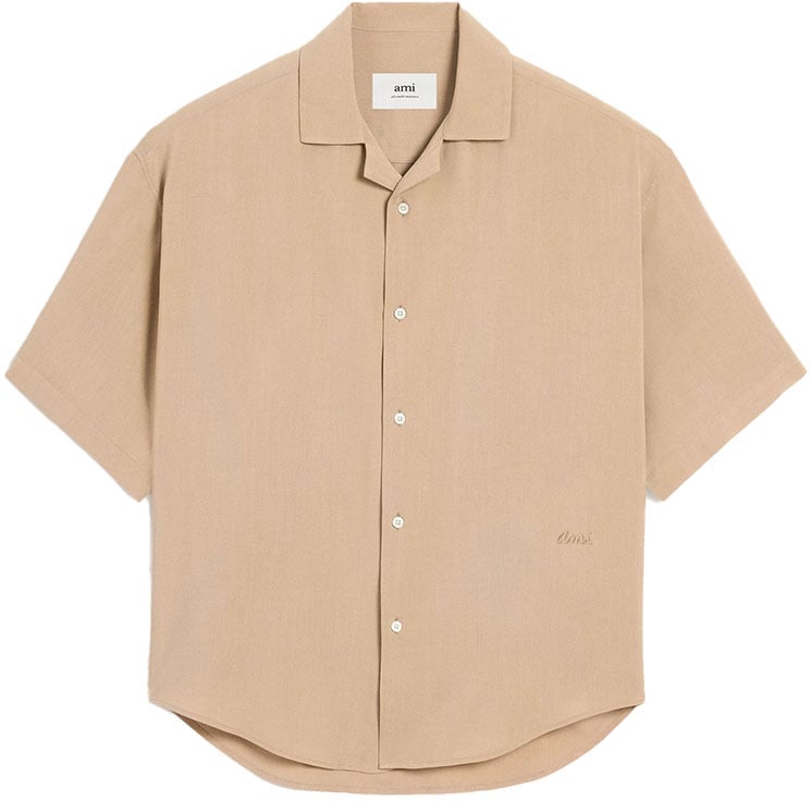 AMI Paris chemise manches courtes en viscose unie Beige