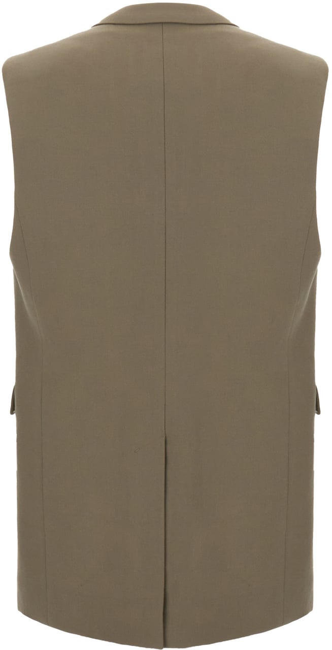 AMI Paris AMI Paris Dove grey wool oversize long vest Grijs