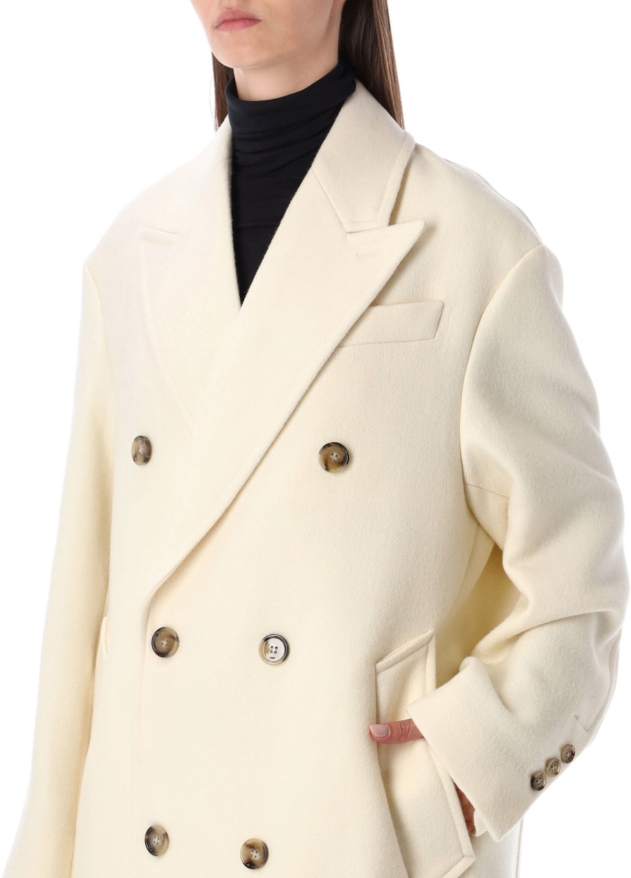 AMI Paris Double Breast Coat Bianco Wit