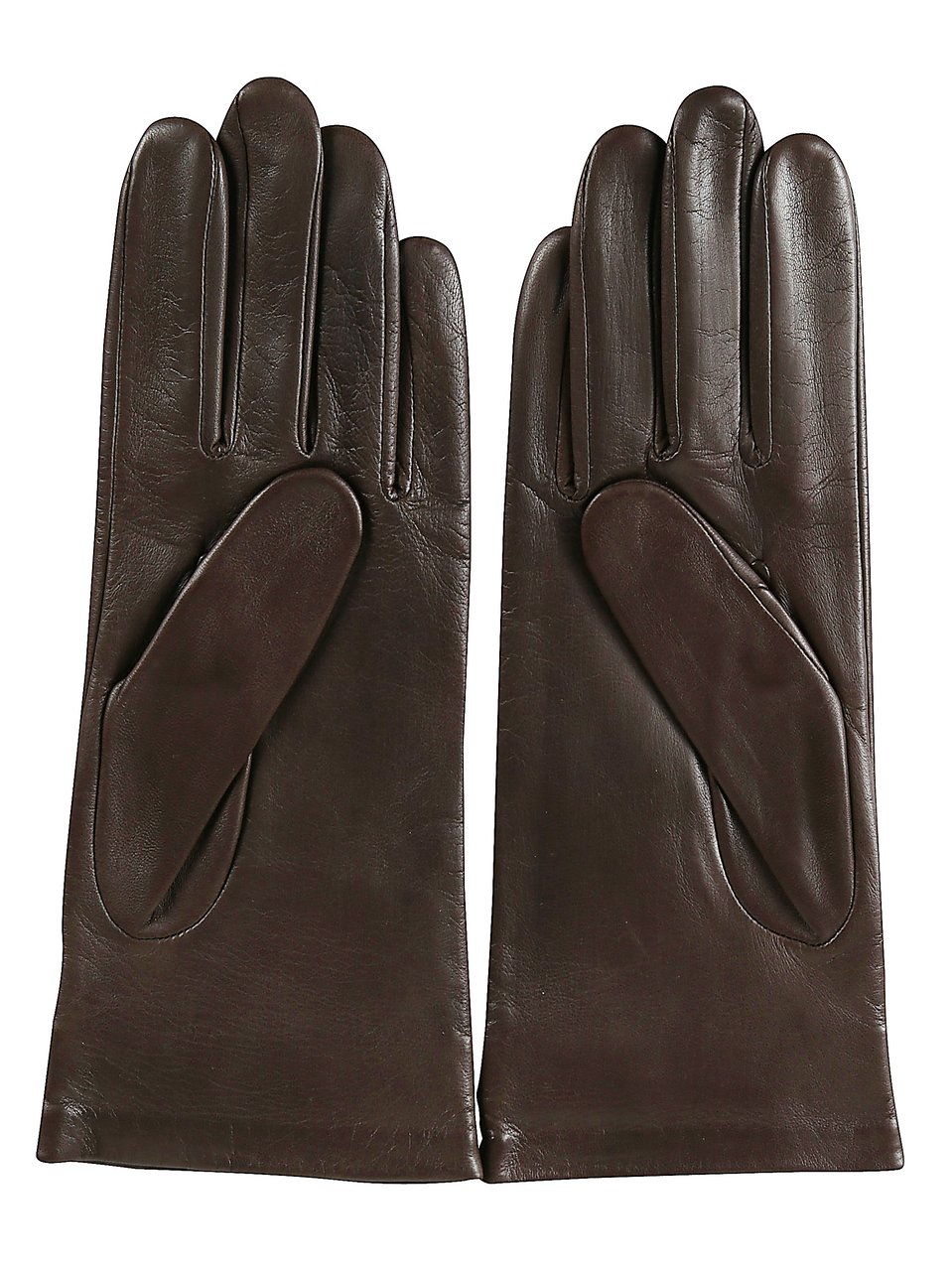 AMI Paris Brown Leather Gloves With Gold Logo Plaque Bruin