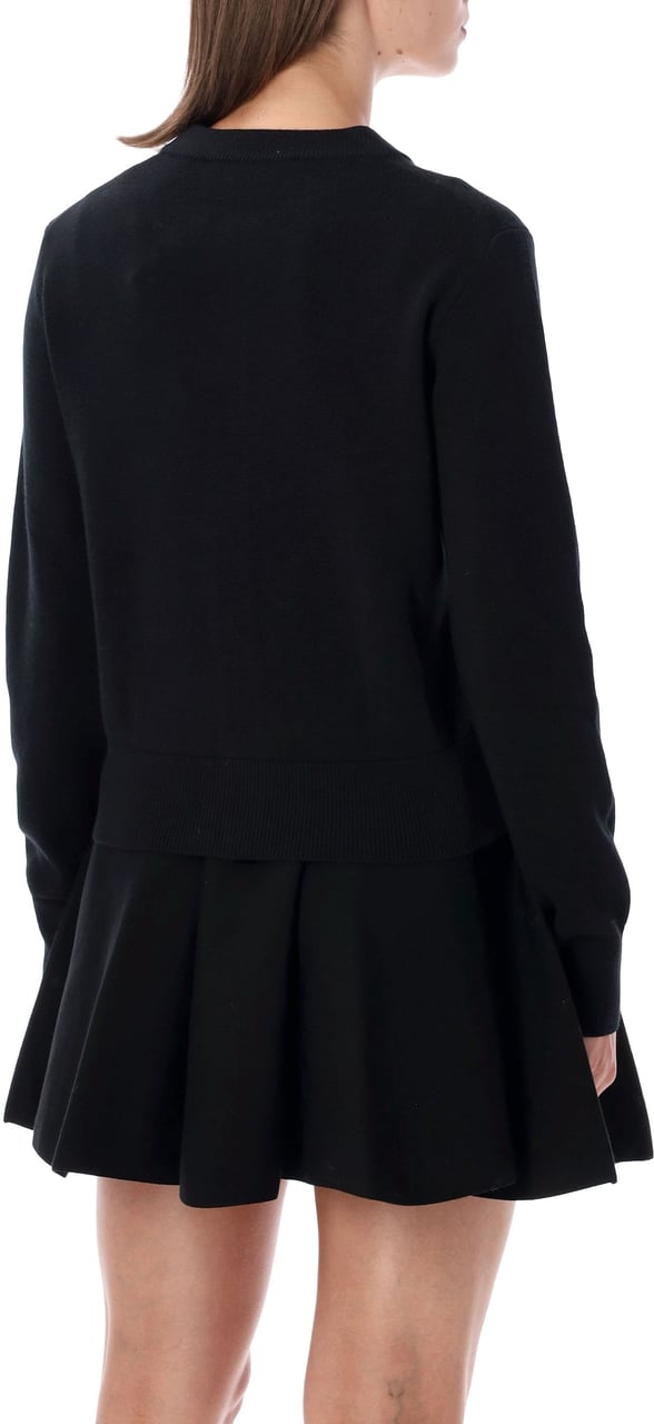 AMI Paris Quota -Crewneck Cardigan With Contrasted Nero Zwart