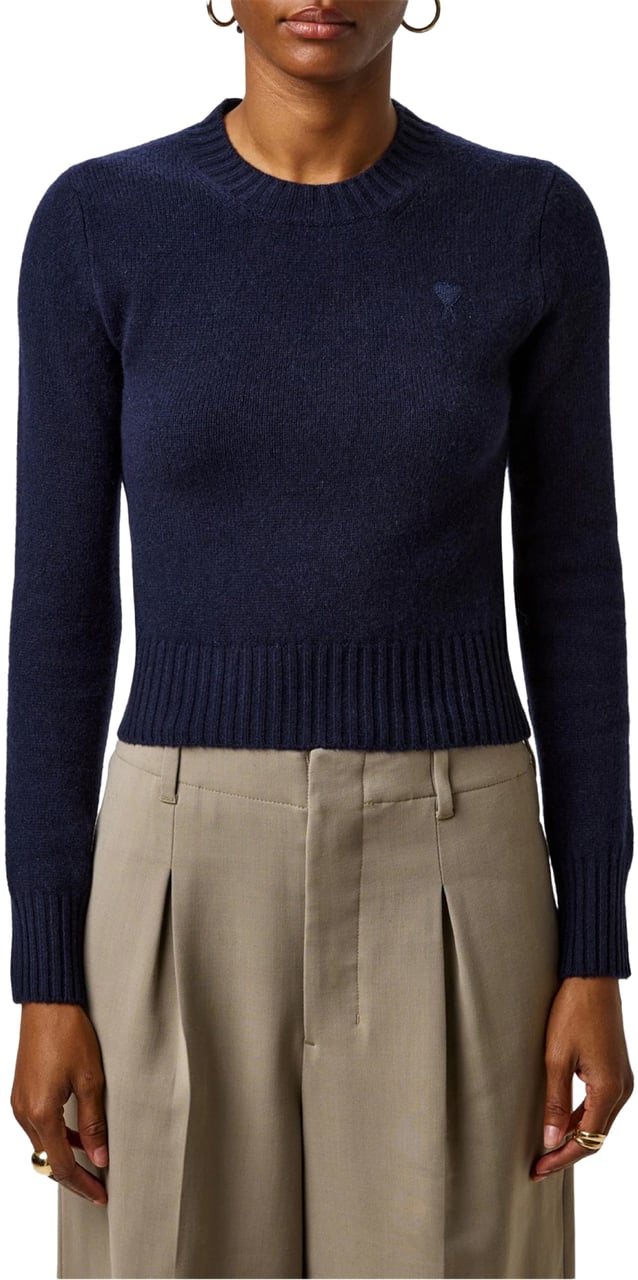 AMI Paris De Coeur Logo Cashmere Sweater Blauw