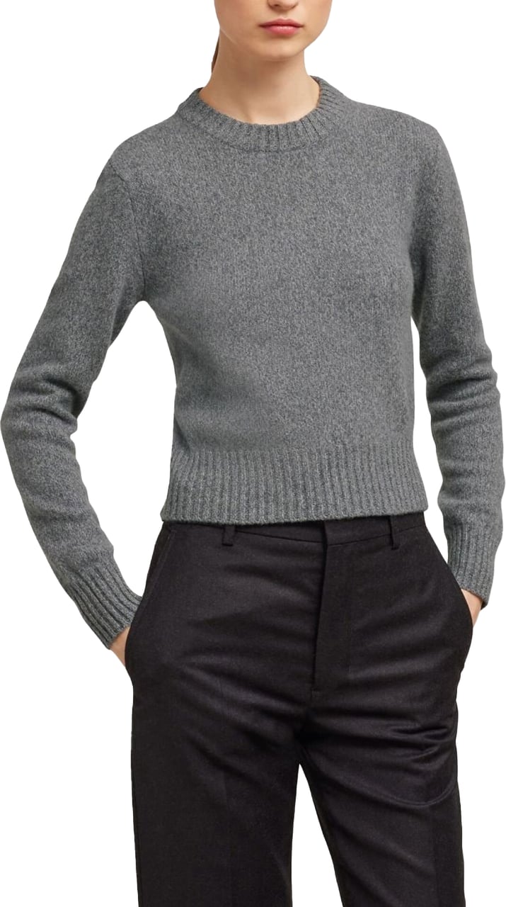 AMI Paris De Coeur Logo Cashmere Blend Sweater Grijs
