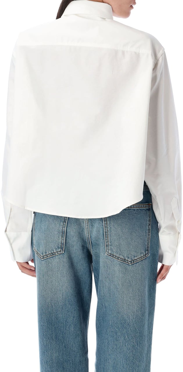 AMI Paris Emb Logo Cropped Shirt Bianco Wit