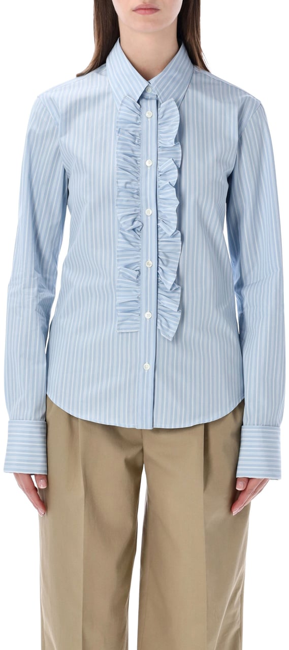 AMI Paris Ruffled Shirt Blu Blauw