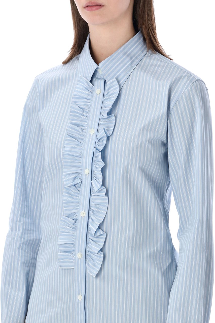AMI Paris Ruffled Shirt Blu Blauw