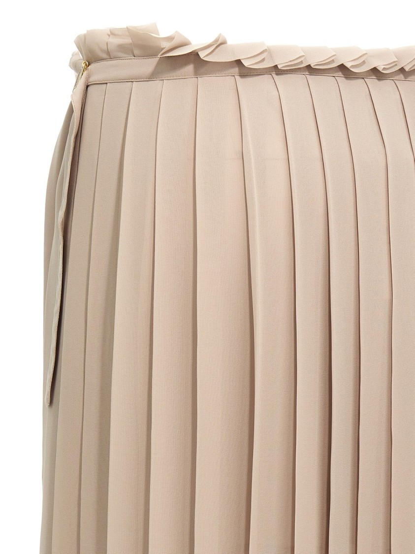 AMI Paris Long Pleated Skirt With Flowing Silhouette And Smooth Texture Neutraal