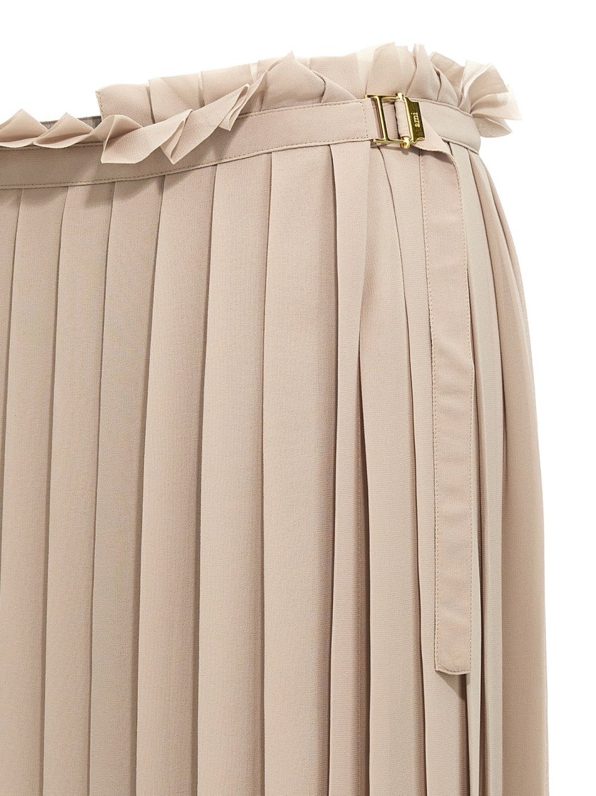 AMI Paris Long Pleated Skirt With Flowing Silhouette And Smooth Texture Neutraal