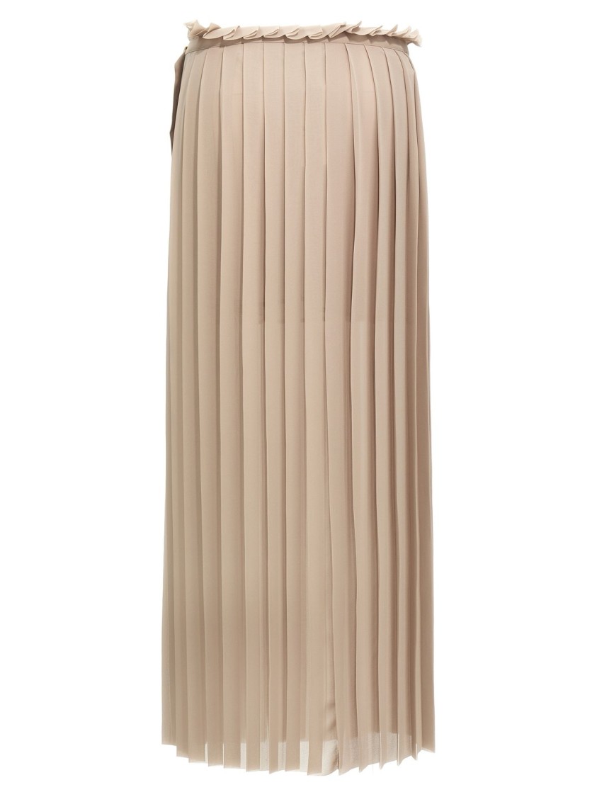 AMI Paris Long Pleated Skirt With Flowing Silhouette And Smooth Texture Neutraal