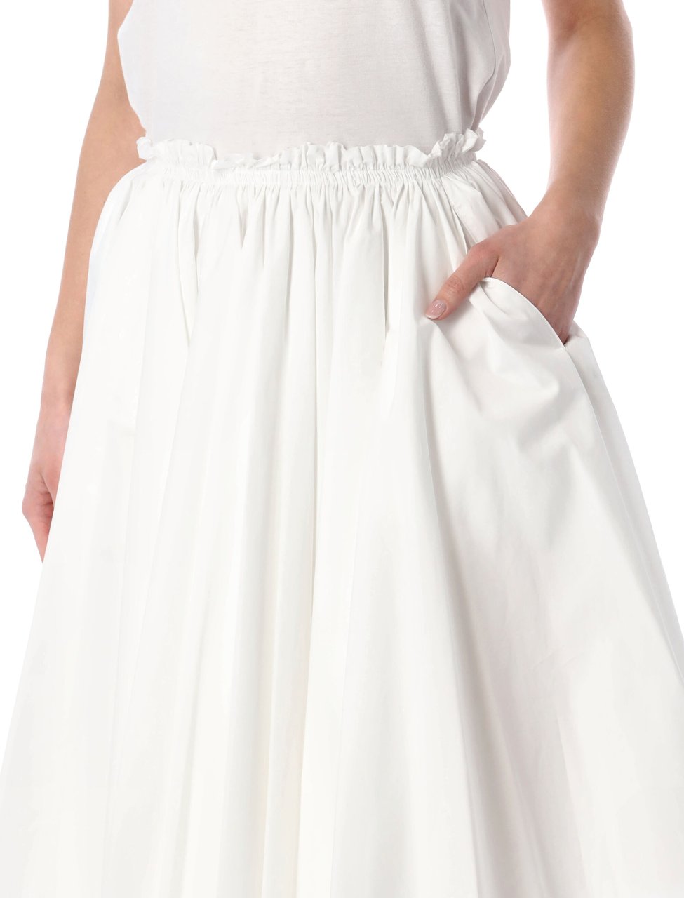 AMI Paris Corolla Midi Skirt Bianco Wit