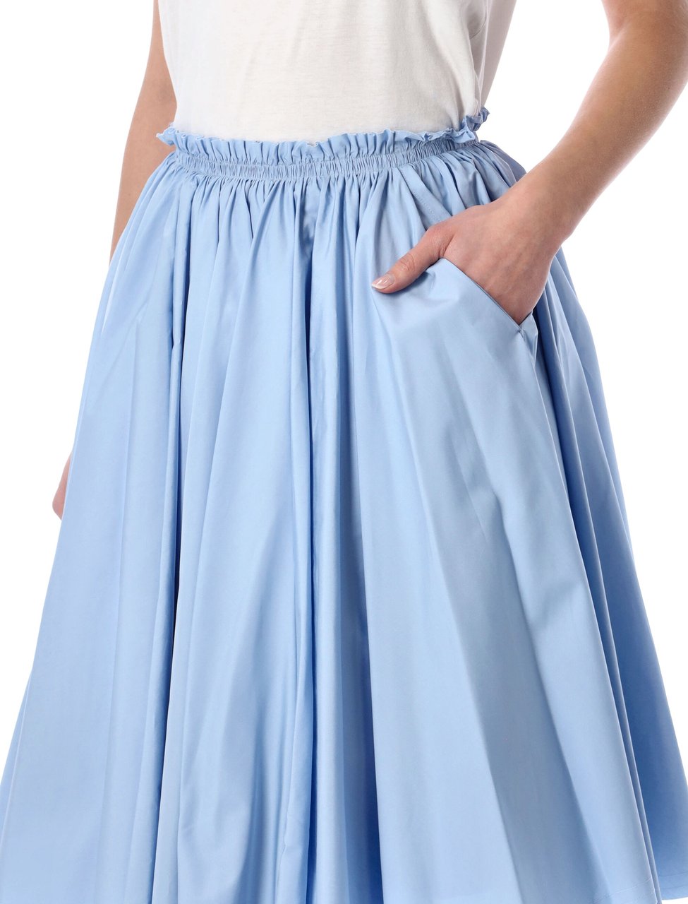 AMI Paris Corolla Midi Skirt Blu Blauw