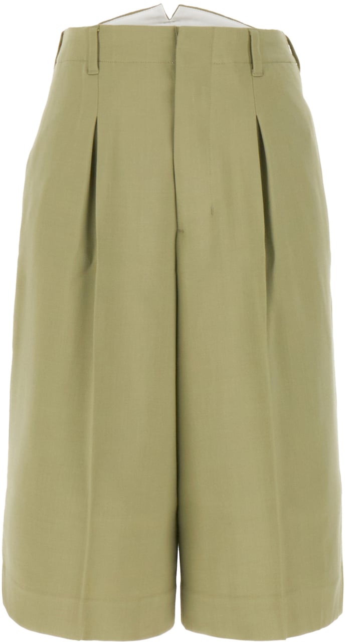 AMI Paris AMI Paris Olive green viscose blend bermuda shorts Groen