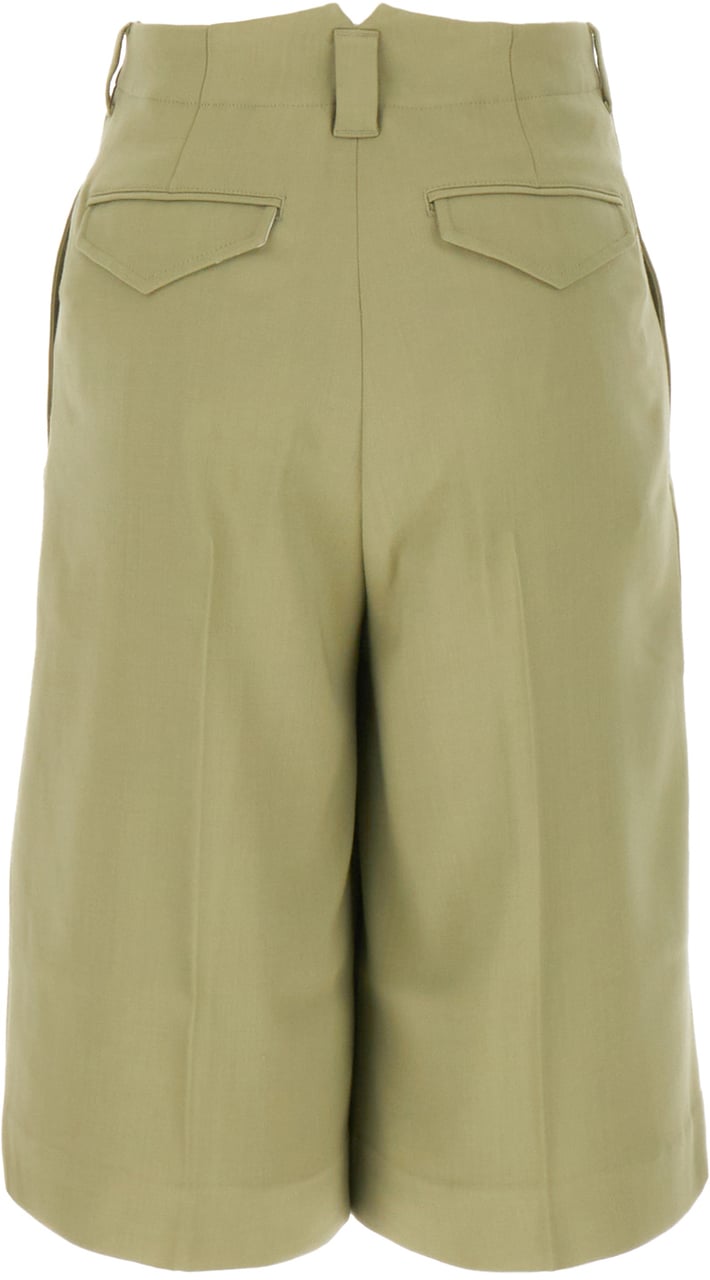 AMI Paris AMI Paris Olive green viscose blend bermuda shorts Groen