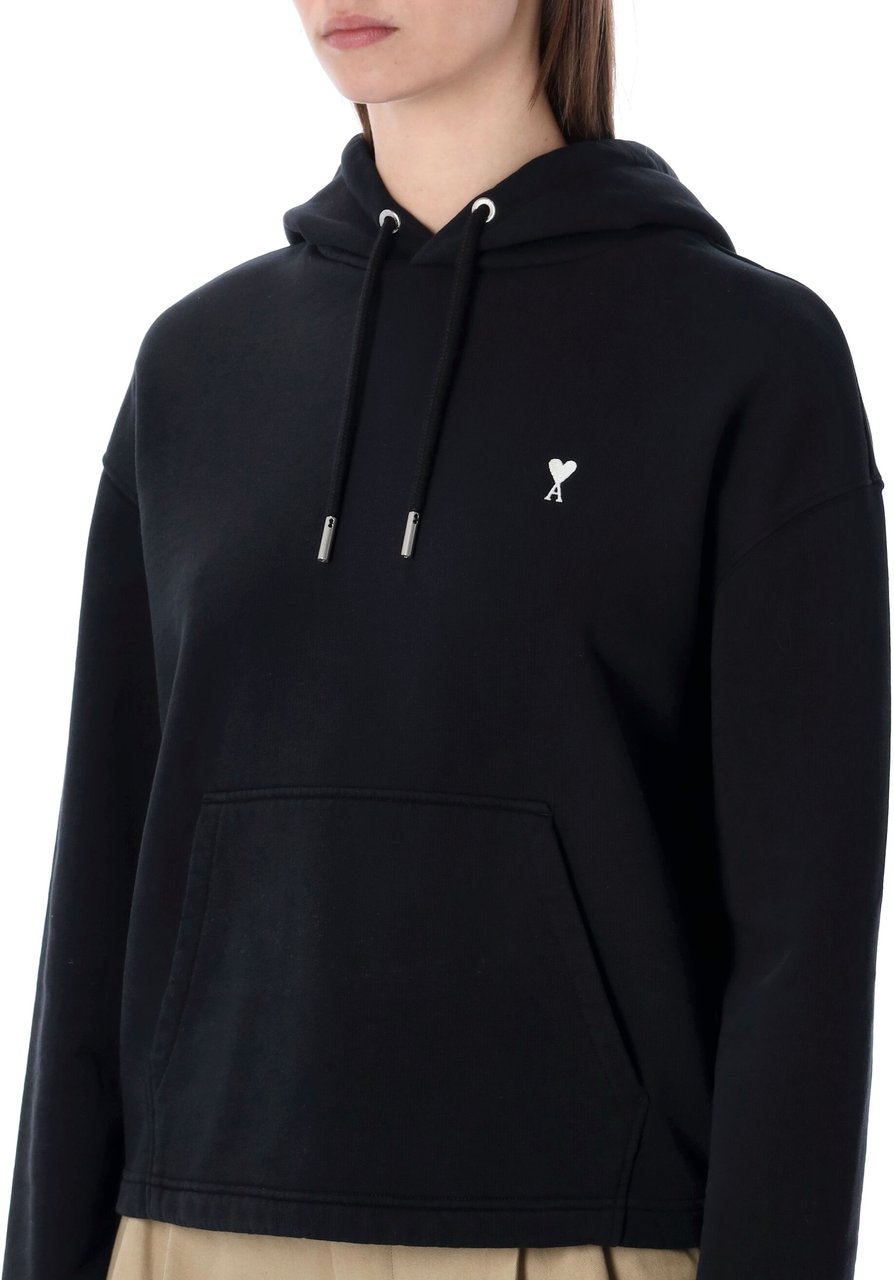 AMI Paris Ami Paris Ami de Cœur cropped hoodie Zwart