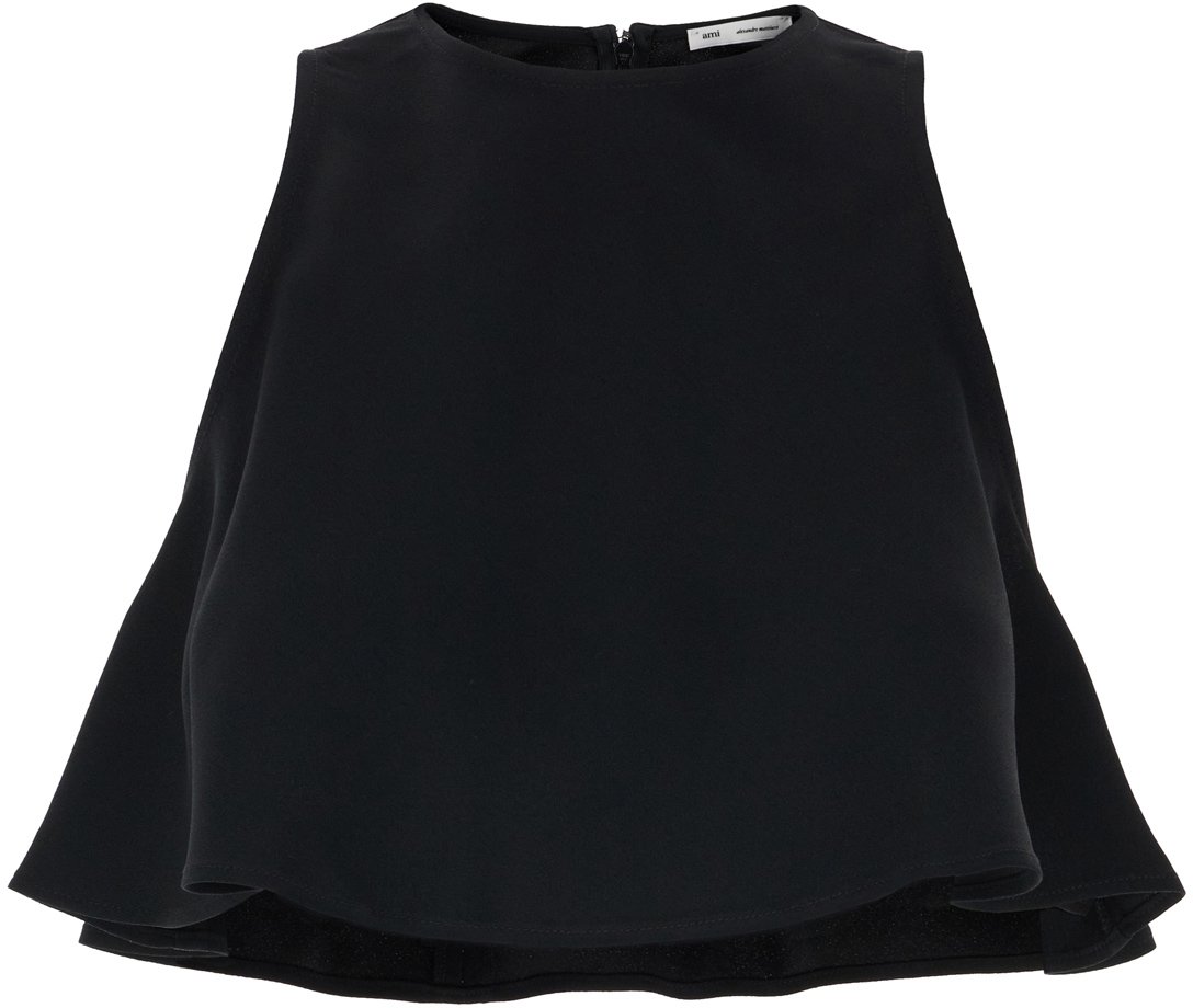 AMI Paris AMI Paris Black acetate blend top Zwart