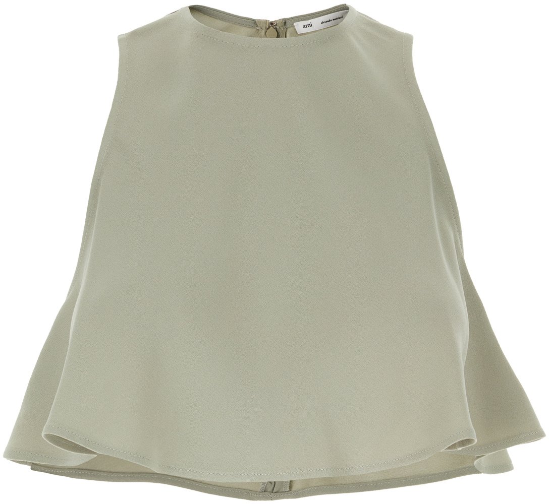 AMI Paris AMI Paris Sage green acetate blend top Groen